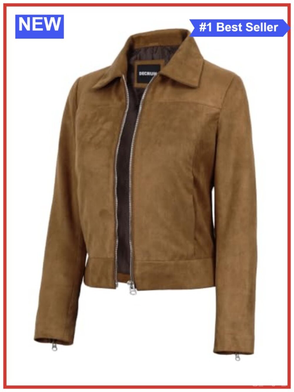 Faux Suede Lightweight Jacket Womens Zip Front Casual Fitted